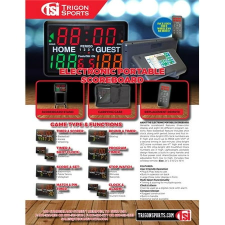 - Trigon Sports SCORE2 Multi-Sport Indoor Tabletop Scoreboard & Timer