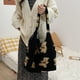 thumbnail image 3 of Bolso de mano para mujer, de tela tipo cordero, con diseño de oso de peluche esponjoso, grande Negro, 3 of 9