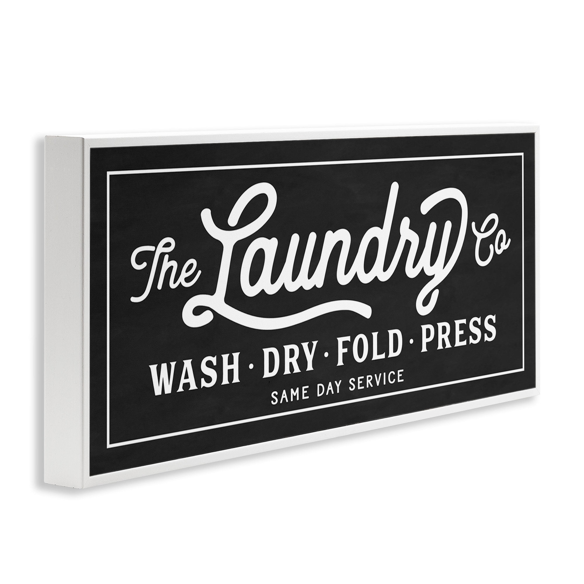 Stupell Industries Vintage Laundry Sign Cursive Typography, 10 x 24,Design by Lettered and Lined