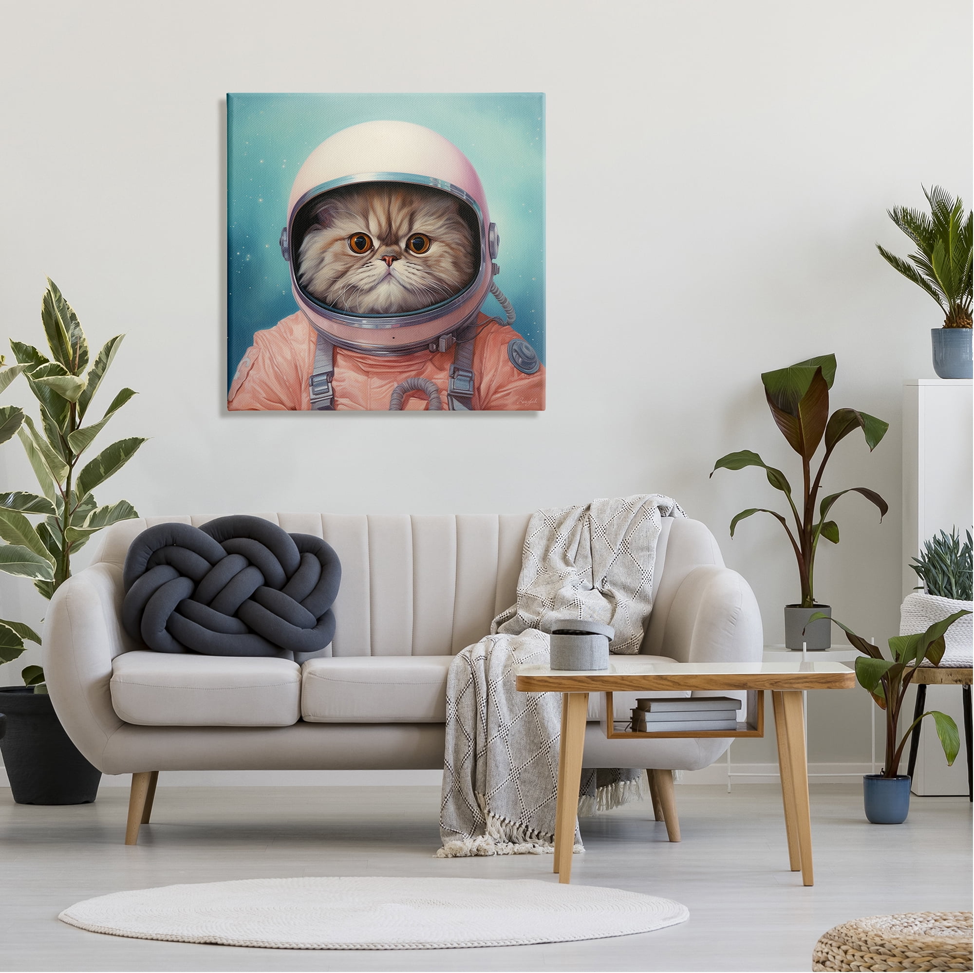 Stupell Industries Astronaut Cat in Space Animals & Insects Painting Gallery Wrapped Canvas Art Print Wall Art, 30 x 30