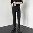 thumbnail image 3 of Pantalones de traje elásticos de negocios para hombre, rectos, holgados, de sastrería social, drapeados, de verano, negros, 9, recortados, fluidos, elásticos, 2024, 3 of 5