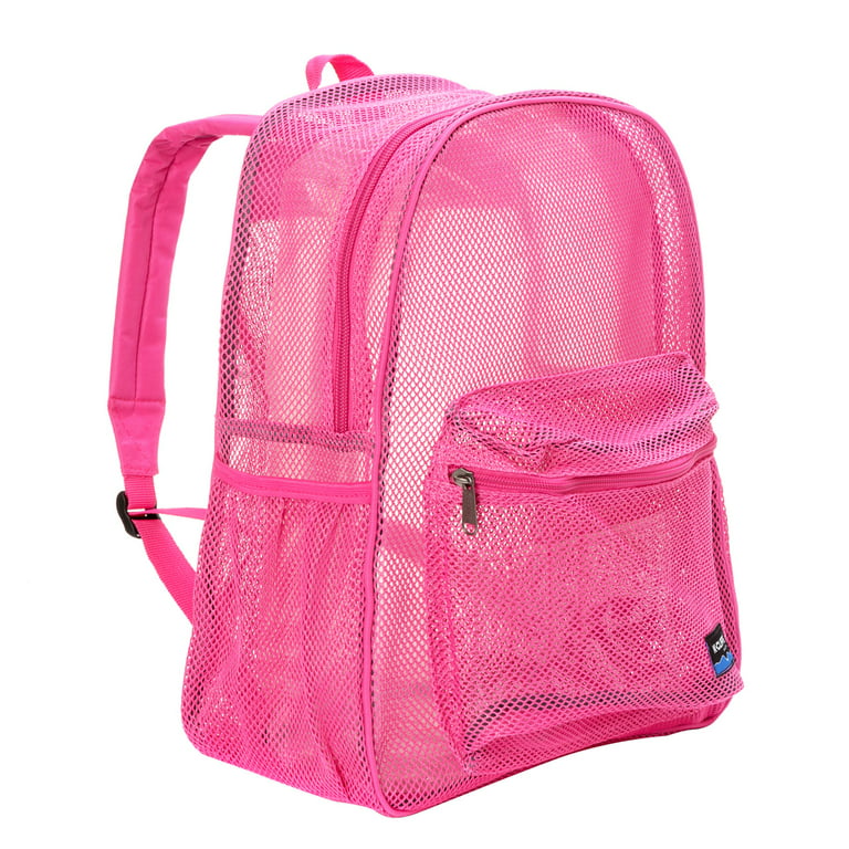 K-cliffs Mesh Backpack Heavy Duty Student Net Bookbag Quality Simple Netting School Bag Security See Through Daypack Hot Pink, Adult Unisex, Size: One