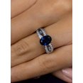 thumbnail image 2 of 1.20 Carat Oval Cut Blue Sapphire Gemstone Natural Diamond Stylish Anniversary Ring for her Solid 14K White Gold Size 11.5 by Diamond-Capitals, 2 of 6