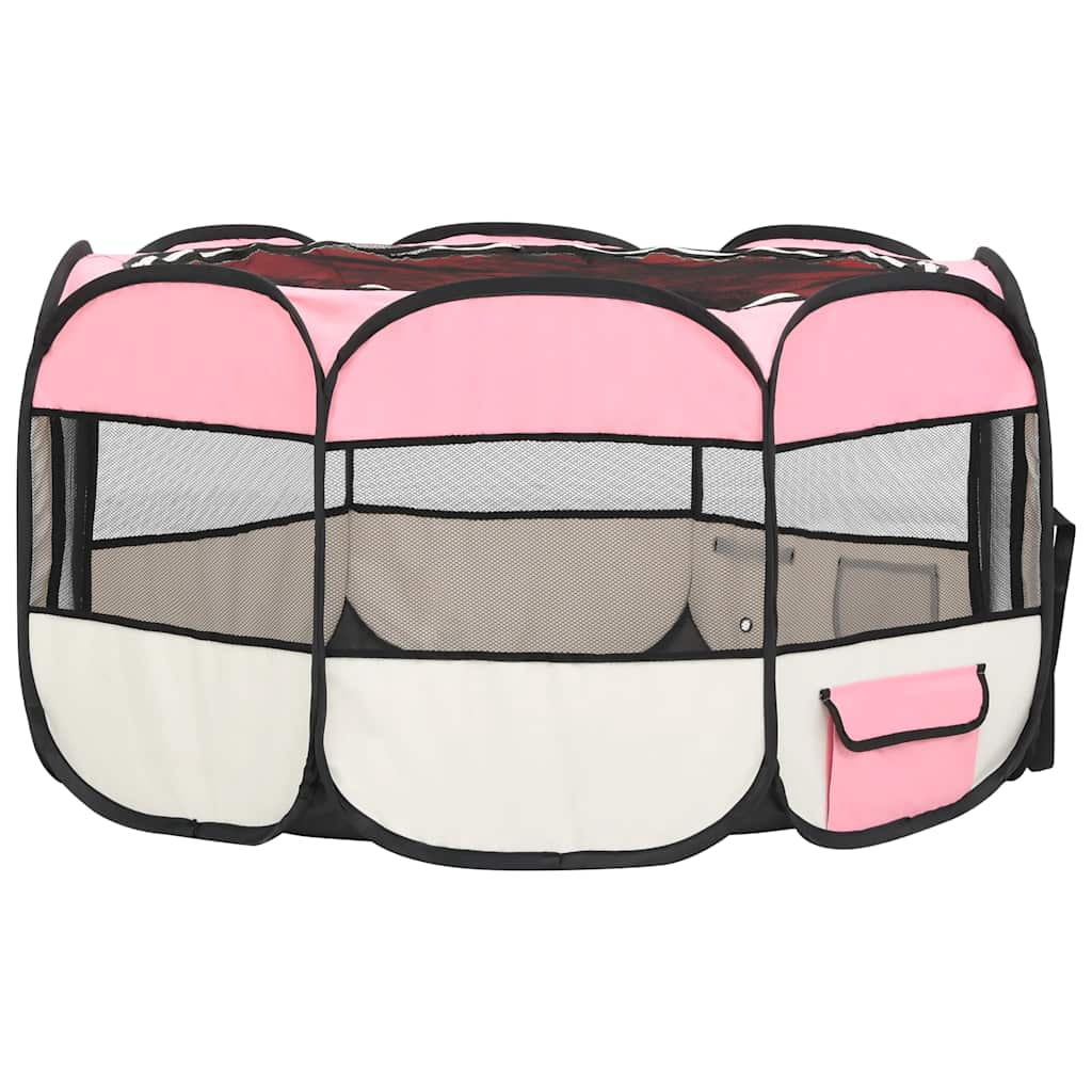 vidaXL Foldable Dog Playpen with Carrying Bag Black 57.1"x57.1"x24"