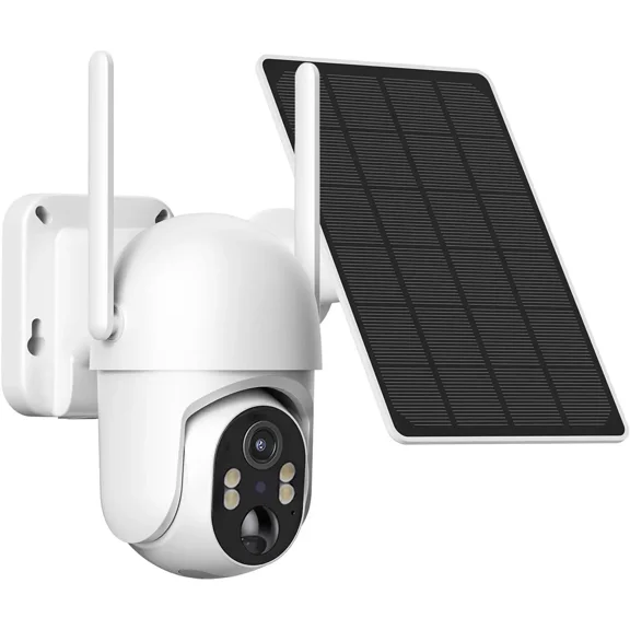 GMOX 4G LTE Cellular Outdoor Security Camera with Solar Panel, Built-In SIM, 48MP Photos, 2K Live View, 360° View, PIR Night Vision, Two-Way Talk, No WiFi, IP65, 1Pack