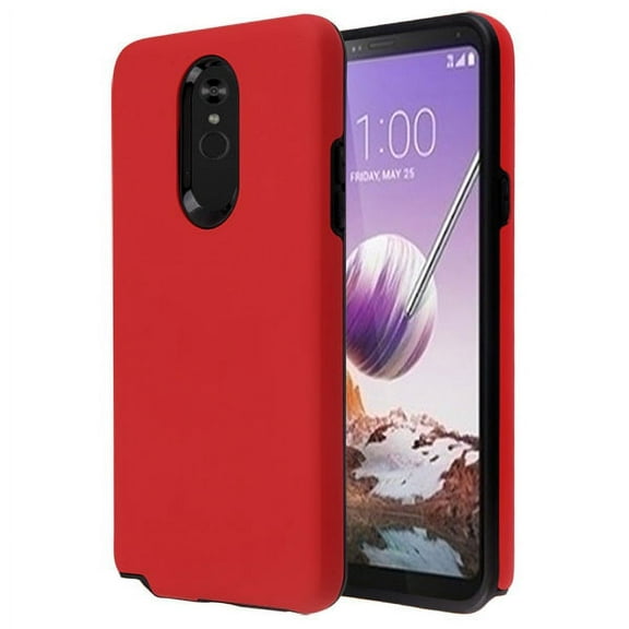 LG Stylo 5 Phone Case Slim Hybrid Armor Grip Shockproof Impact [Shock Absorption] Rubber Dual Layer Rugged Protective Full Body Hard PC Bumper Frame & Soft TPU RED BLACK Cover for LG Stylo 5