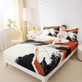 thumbnail image 4 of Manfei Chic Watercolor Queen Sheet Sets for Teen, Chinese Ink Flat Sheet, Black Orange Splash Queen Fitted Sheet, Luxury Bedroom Decor, 4 Pieces, 4 of 7