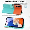thumbnail image 3 of Cute Cartoon Wallet Phone Case for Samsung Galaxy A14 5G with Card Holder Soft PU Leather Kickstand Cover for Men and Women Magnetic Shockproof Protective with Lanyard, Skyblue, 3 of 9