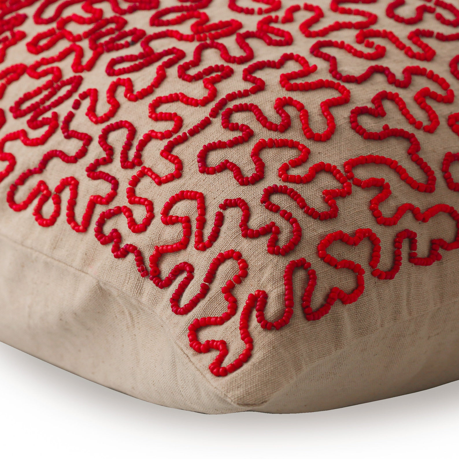 The HomeCentric Pillow Cover Mocha Pillow Covers Pack of 2 16x16 inch (40x40 cm) Linen Decorative Pillow Case&nbsp;Cover Sea Creatures Sea Weeds Coral Beaded Beach Style Throw Pillows - Blooming Maze