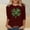 A958 Wine, variant on St. Patrick's Day Graphic T-Shirt for Women Leopard Shamrock Clover Print Crewneck Long Sleeve Loose Fit Soft Casual Holiday Party Clothes