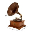 thumbnail image 3 of DecMode 19" x 27" Brown Wood Functional Gramophone with Record, 1-Piece, 3 of 9