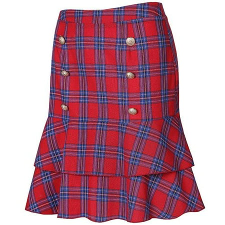 Sexy Ruffle Skirt - Yves Summer Women's Casual Sexy Plaid Ruffled High Waist Slim Bag Hip Fishtail Skirt