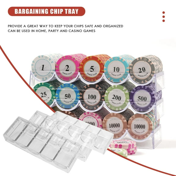 10pcs professional acrylic poker chips 100 chip trays (without cover)