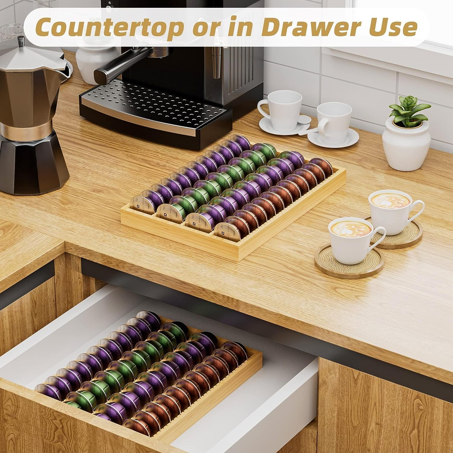 MinBoo BamBoo k cup holder Drawer or Countertop k cup Organizer