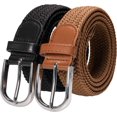 thumbnail image 1 of Cinturón elástico trenzado y elástico unisex de 2 piezas, cinturón de tela elástica para hombres y mujeres, ancho 3,3 cm, hebilla, 1 of 5