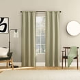 thumbnail image 3 of Sun Zero Prescott 2-pack Herringbone Magnetic Closure 100% Blackout Rod Pocket Curtain Panel Pair, 37"W x 63"L, Sage Green, 3 of 8