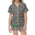 thumbnail image 1 of Ensemble de Pyjama en Satin pour Filles Confortable Deux Pièces avec Design Classique Boutonné et Manches Courtes Douces, 1 of 3