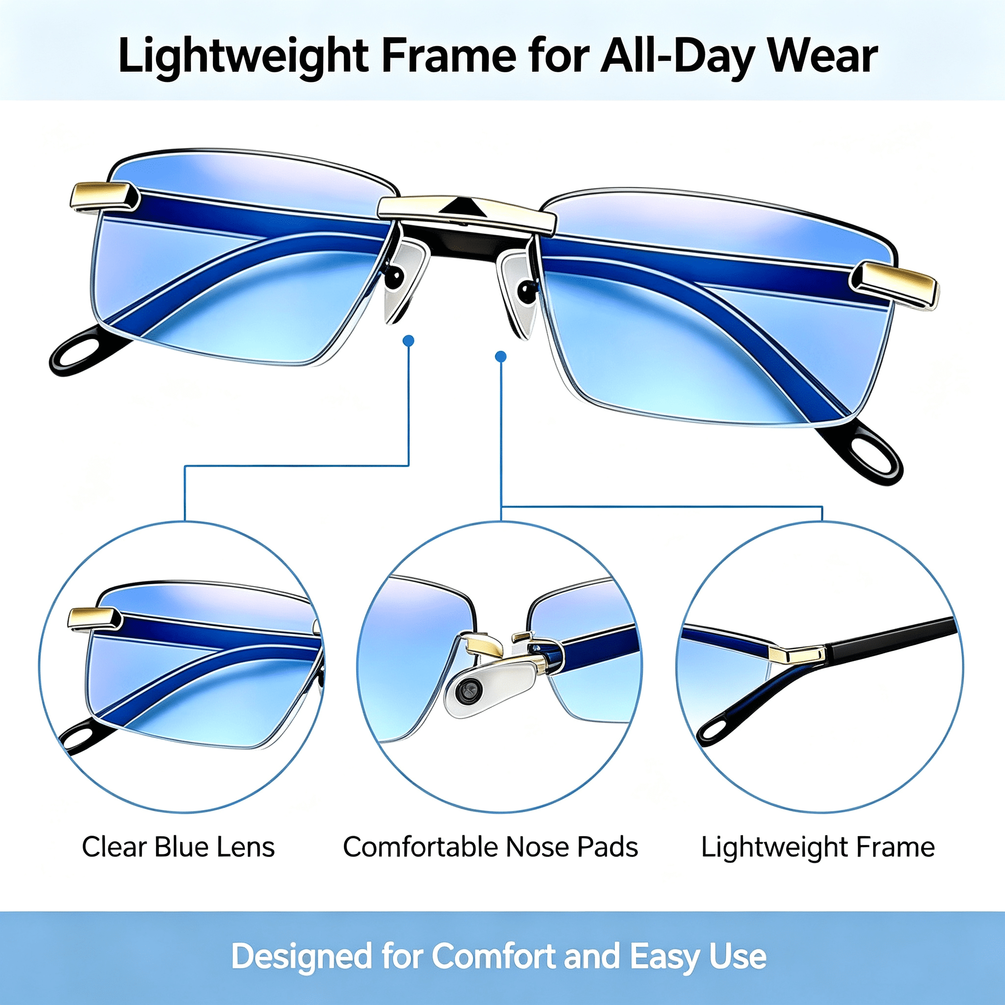 Lanola 2026 New Clarity Blue Glasses Self Adjusting, Auto Focus Glasses Self Adjusting, Self Adjustings Glassess Far and Near