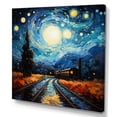 thumbnail image 2 of Designart "Vincent s Perspective Blue Train Rails I" Transportation Wall Art Living Room, 2 of 5