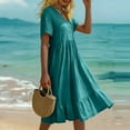 thumbnail image 5 of CIENVNSTG Women's Maxi Dress Short Sleeved Spring Breathable Beach Dress Lightweight Eye-Catching Holiday Dress for Women L, 5 of 5