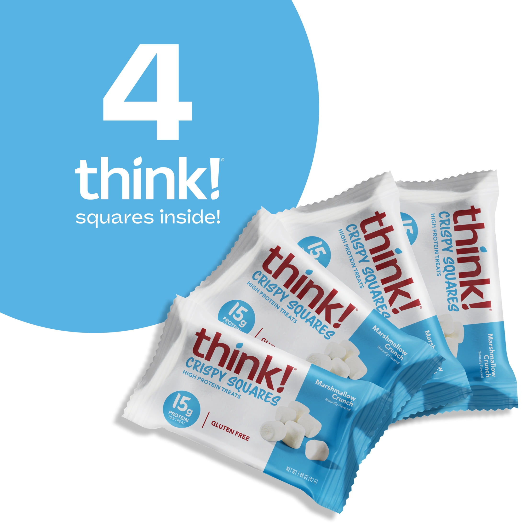 think! High Protein Crispy Squares, Marshmallow Crunch, 4 Count