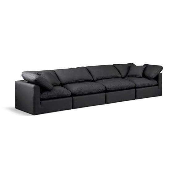 Meridian Furniture Indulge 140" Contemporary Vegan Leather Modular Sofa in Black