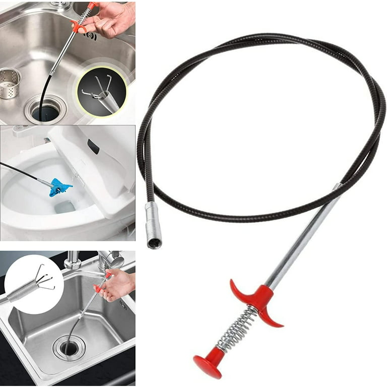 Sink Snake, Grabber Claw Pick Up Reacher Tool with 4 Claws Drain Clog  Remover Tool Toilet Snake for Litter Pick Home Sink Drains Toilet