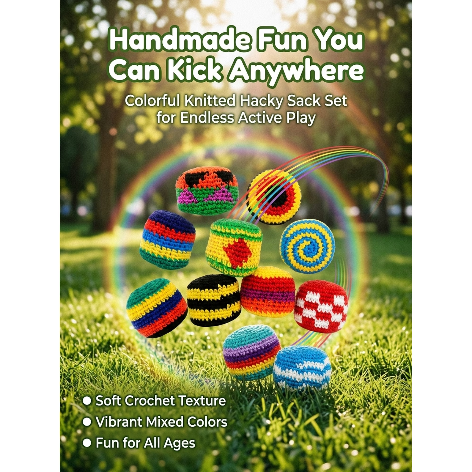 3/6/9/12PCS Hacky Sacks for Adults & Kids, Footbag Sand Filled Sack Ball Set, Professional Knit Foot Bag Bulk Pack for Juggling, Kicking & Outdoor Games