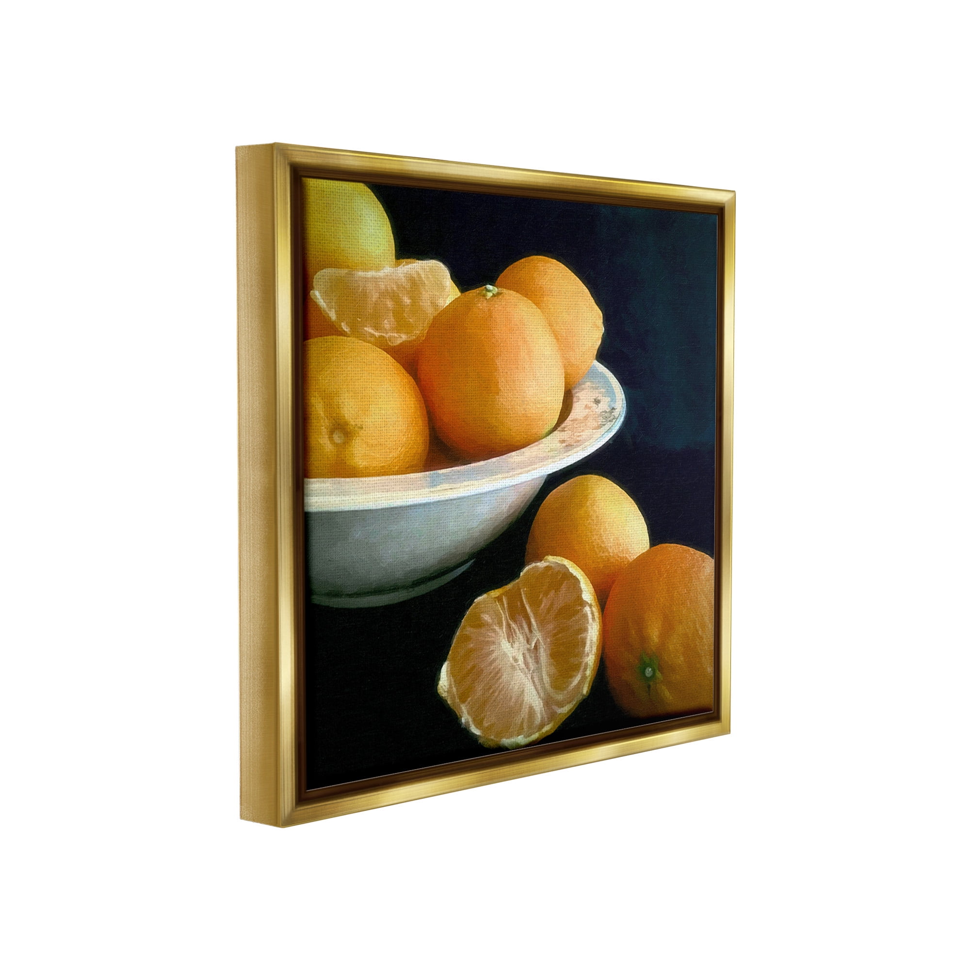 Stupell Industries Peeled Oranges Still Life Food & Beverage Painting Gold Floater Framed Canvas Art Print Wall Art, 25 x 25