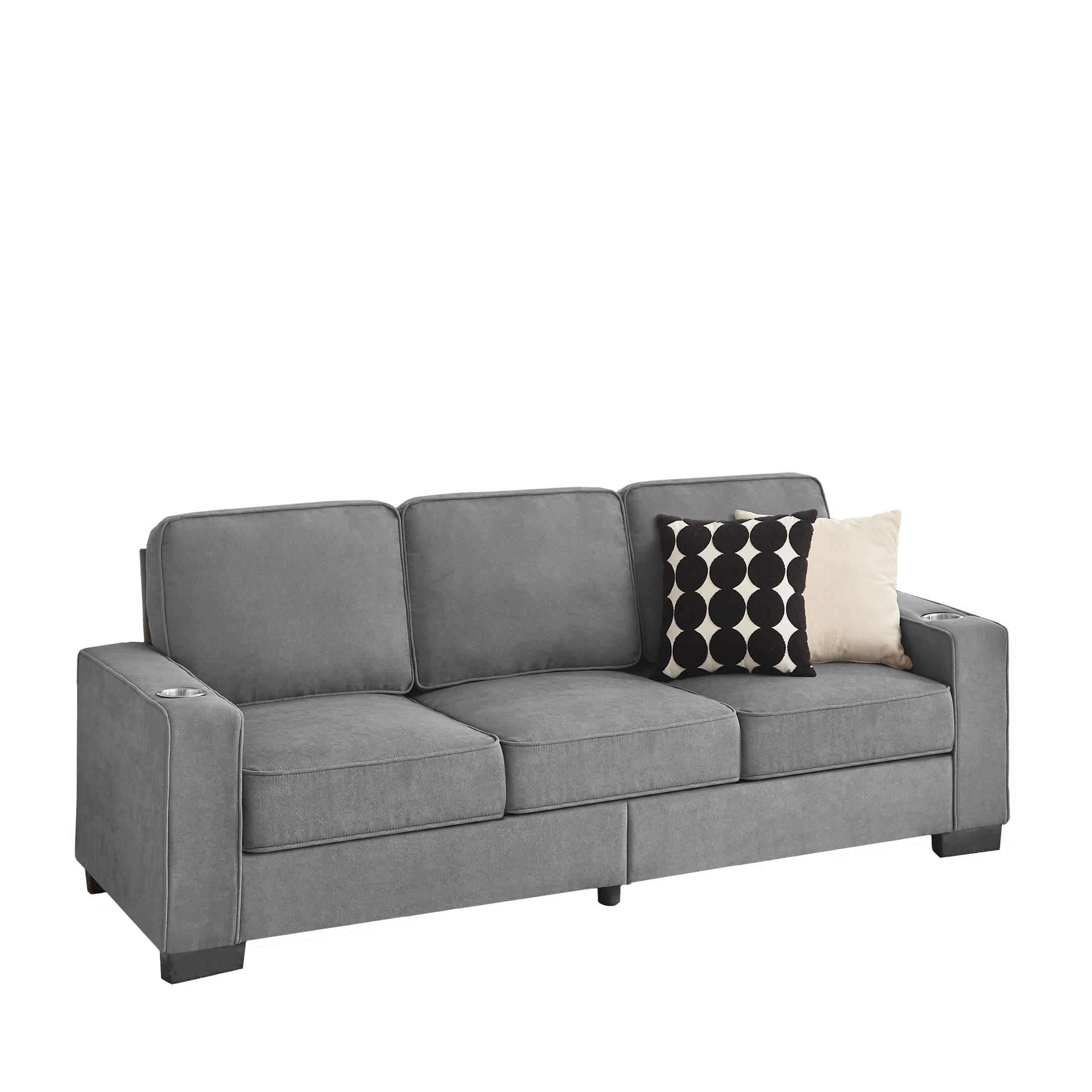 Aukfa 84" Snowfleece Sofa with Cup Holders, Modern 3-Seater Couch for Living Room Office, Gray