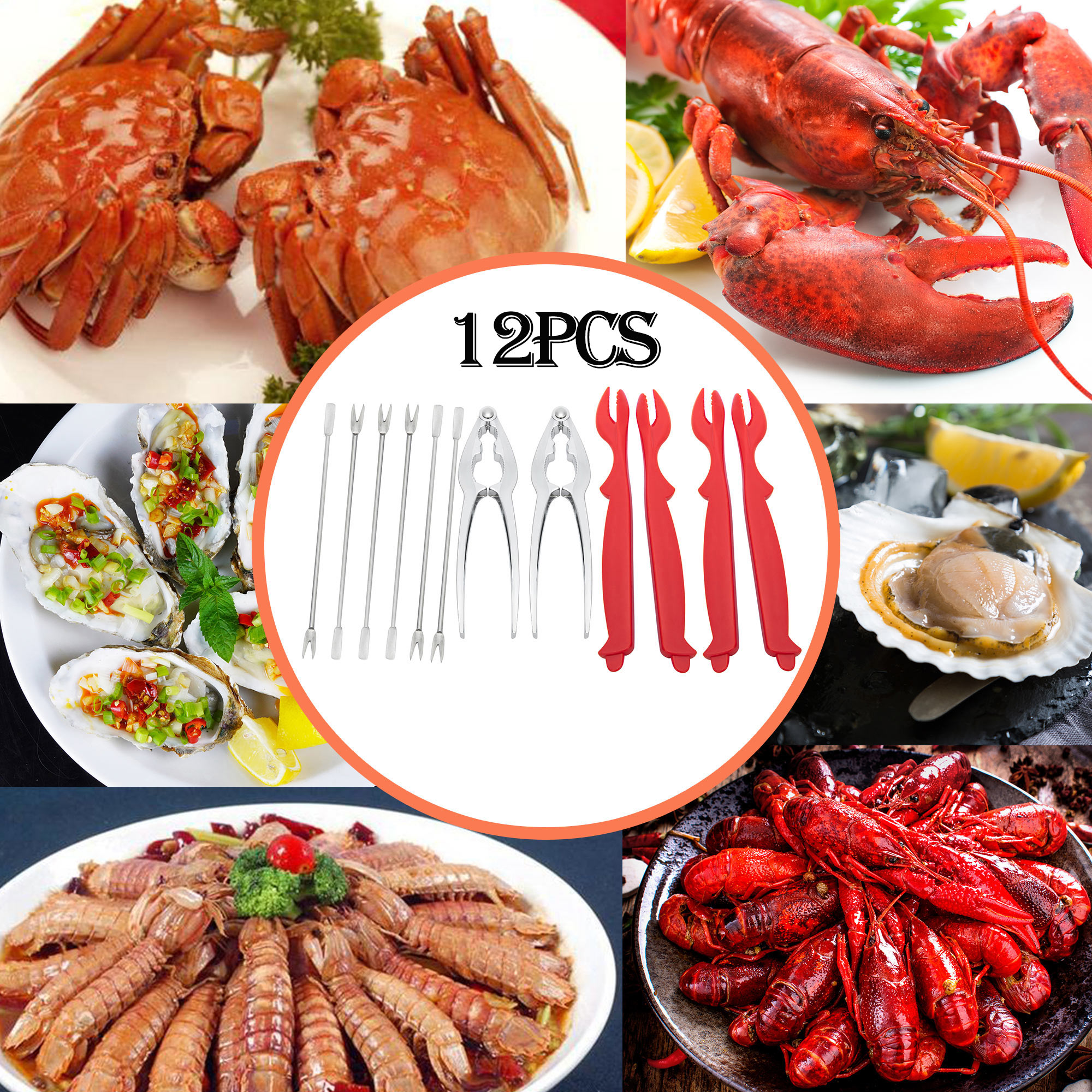 Heavy Duty Seafood Cracker Tools Nut Crackers for Crab Legs Lobster Crackers Nut Cracker Set 12 PACK