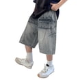 thumbnail image 2 of Shorts for Teens Boys Clothes Boys Denim Shorts Casual Outdoor Texture Elastic Waist Comfortable Daily Wear For Kids Age 4 14 With Sneakers, 2 of 10