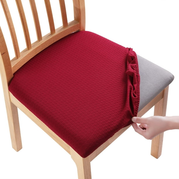 Funda elástica impermeable para silla, fundas de asiento Jacquard para el hogar, para cocina, boda, comedor, banquete, sillas, funda protectora extraíbleborgoña4 piezas Deng Xun unisex