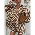thumbnail image 5 of Women 2 Piece Short Sets Print Vacation Outfits Tops Resort Brown S, 5 of 7