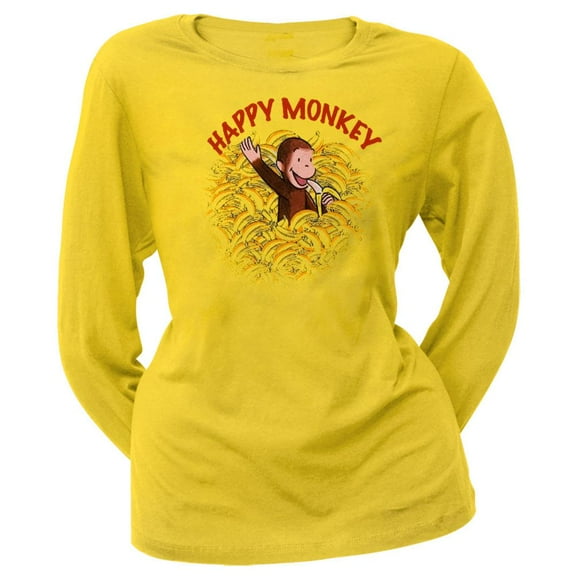 Curious George - Happy Monkey Juniors Long Sleeve T-Shirt - Small