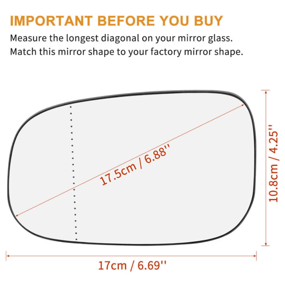 Geelife Mirror Glass Left Driver Side with Backing For Volvo C30 C70 S40 S60 V50 V70