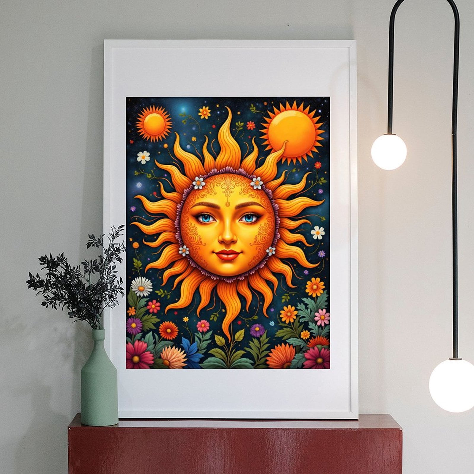 Diamond Art Kit for Adults, Sun Face Floral Art Night Sky Diamond Painting for Adults Beginners, 5D DIY Diamond Art Painting Kits, Colorful Diamond Painting Craft for Home Decor 12x16