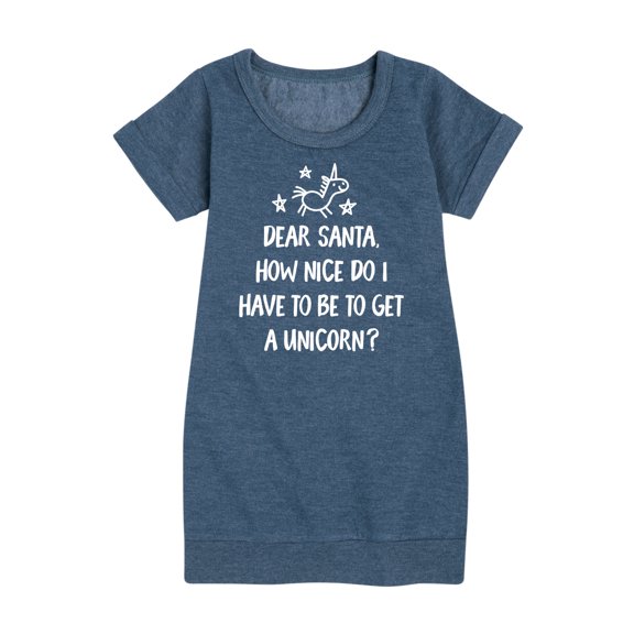 Instant Message - Christmas Dear Santa Unicorn - Toddler & Youth Girls Fleece Dress