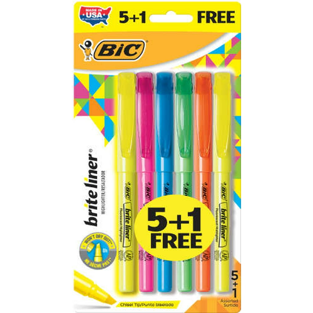 BIC Brita Assorted Liner Highlighters, 6 Count