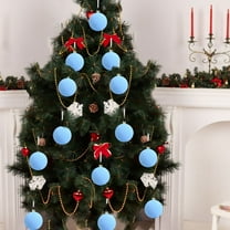 Nkmbld 6Pcs Shatterproof Christmas Ornaments Velvet Christmas Balls Flocked Christmas Tree Ornaments Xmas Decorative Hanging Ornaments, Blue