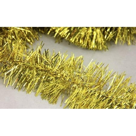 50' Festive Shiny Gold Christmas Foil Tinsel Garland - Unlit - Walmart.com