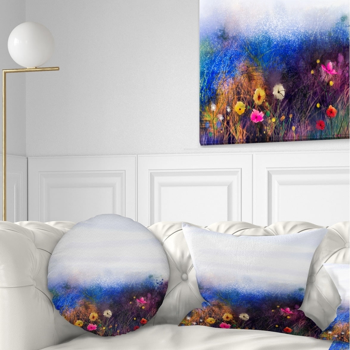 Designart Cu14092 16 16 Watercolor Painting Flower In Meadow Floral Cushion Cover For Living Room Insert Printed On Both Side Sofa Throw Pillow 16 In In X 16 In Throw Pillow Covers Bedding