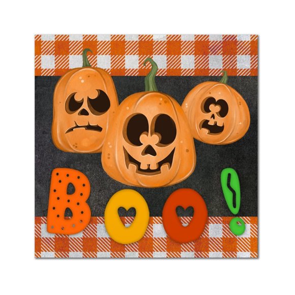 Halloween Pumpkin Boo Wood Sign Orange Buffalo Plaid Plaque Ghost Haunted Classic Woodshop Garage Wall Decor For Laundry Room Bathroom Bedroom Home Housewarming Gift 12x12in