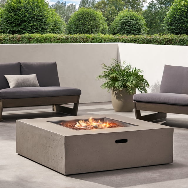 TABLE de Feu Carrée en MGO de 50000 BTU avec Réservoir Extérieur (Couvercle de Réservoir Non Inclus)