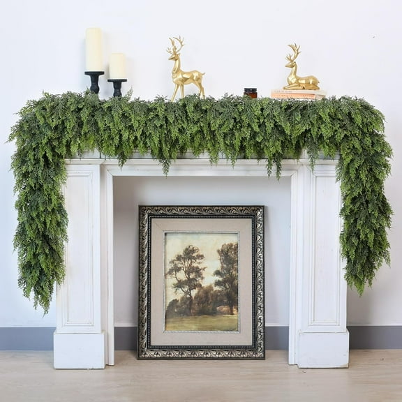 5FT Real Touch Cedar Christmas Garland, Artificial Christmas Garlands Faux Greenery Garland for Holiday, Fireplace Table, Window, Mantel, Stairs, Home, Indoor Outdoor Christmas Decoration