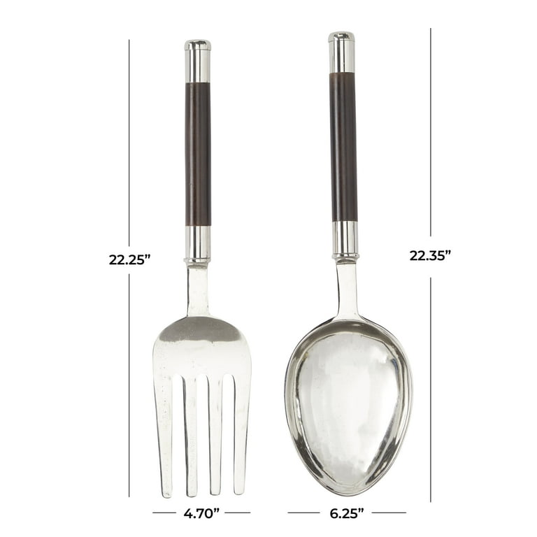 Black Aluminum Spoon and Fork Utensils Wall Decor Set of 2 8W, 35H