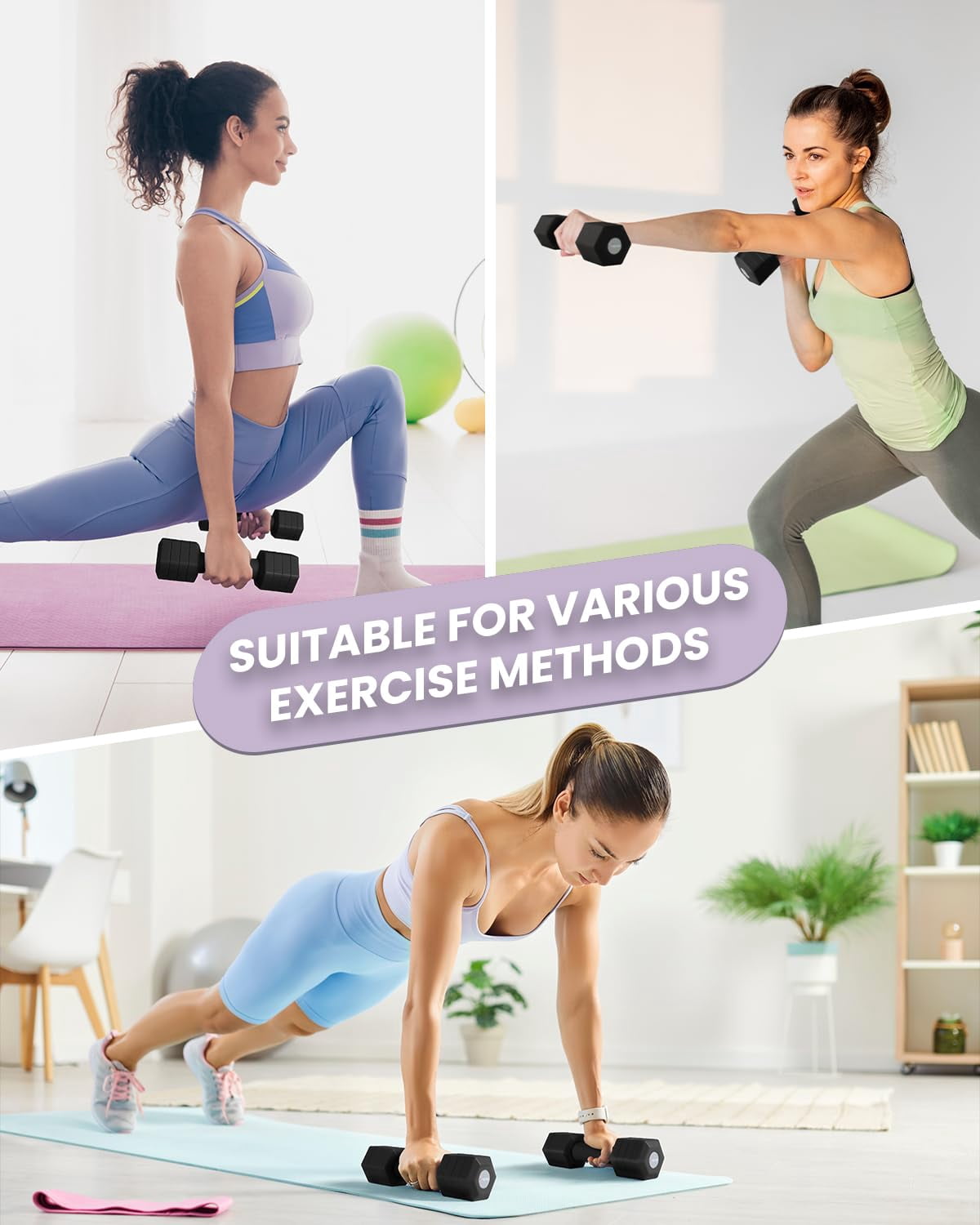 Adjustable Dumbbells Set  4 In 1 Hand Weights For Women Men 10 Lb/ 12 Lb Dumbbell Pair Each 2lbs 3lbs 4lbs 5lbs With Tpu Soft Rubber Handle Home Gym Exercise Fitness