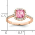 thumbnail image 2 of Primal Silver Sterling Silver Rose Gold-plated Square Peach Cubic Zirconia Halo Ring, 2 of 4