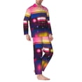 thumbnail image 2 of Wukai Neon Cassette Tape Men's Long-Sleeve Pajama Set - Comfortable Sleepwear with Button-Down Shirt and Pants-X-Large, 2 of 6