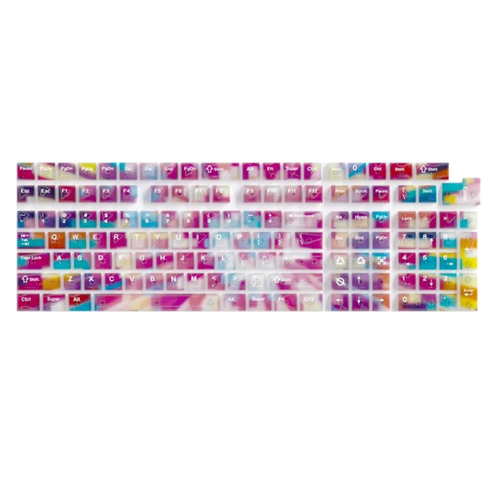 132 Gradient Rainbow Colored Keycaps Shining Through Design Ergonomic Typing Experience For Gaming Keyboards